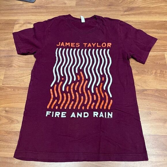 Canvas Bella+Canvas Mens James Taylor Fire & Rain Short Sleeve T-Shirt Medium - Picture 3 of 10